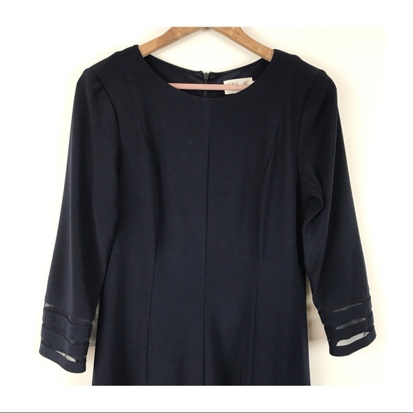 Eliza J Fit and Flare Mesh Inset Dress in Navy Size 10 - Picture 5 of 9